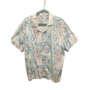 Porter And Ash Linen Blend Paisley Short-Sleeve Button-Down Shirt, Mens XL